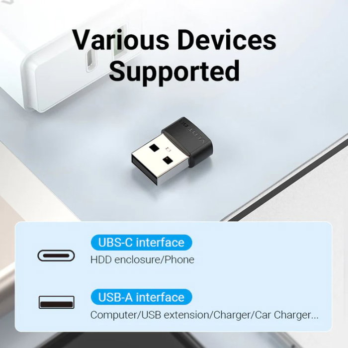 Vention CDWB0 Adaptador USB-A Macho a USB-C Hembra Negro